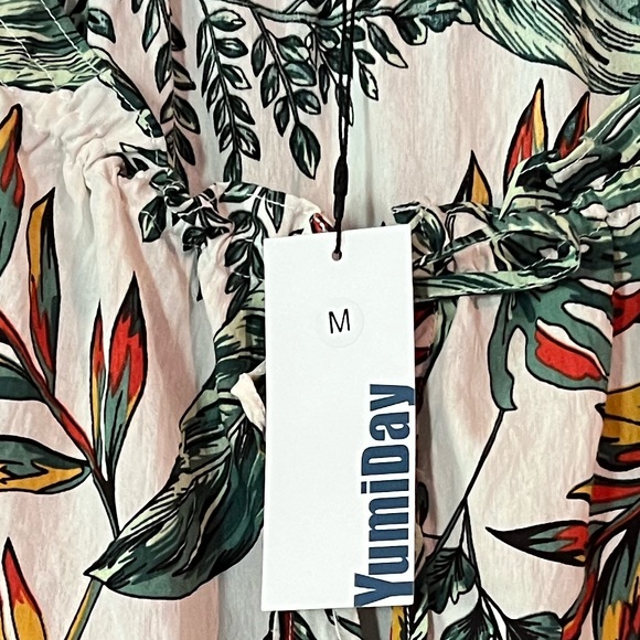 Yumiday Multicolor Tropical Leaves Midi Dress - Picture 4 of 4